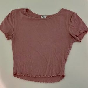 Pink Ribbed Crop Top